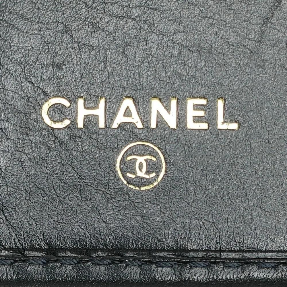Chanel Card Case Black Leather